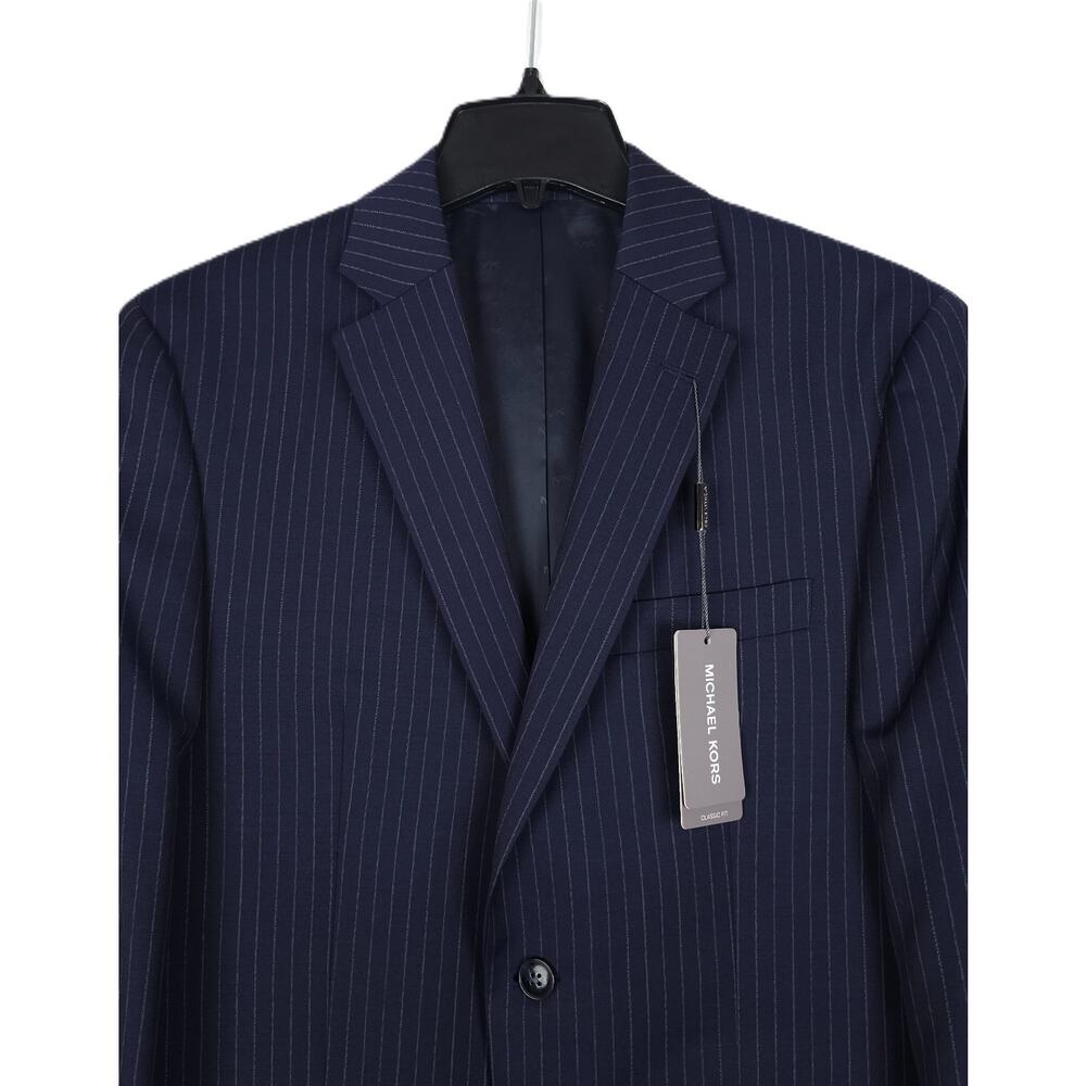 Michael Kors Mens Classic Fit Suit Jacket Blazer 36R Navy Pinstripe Wool NWT - Picture 4 of 7
